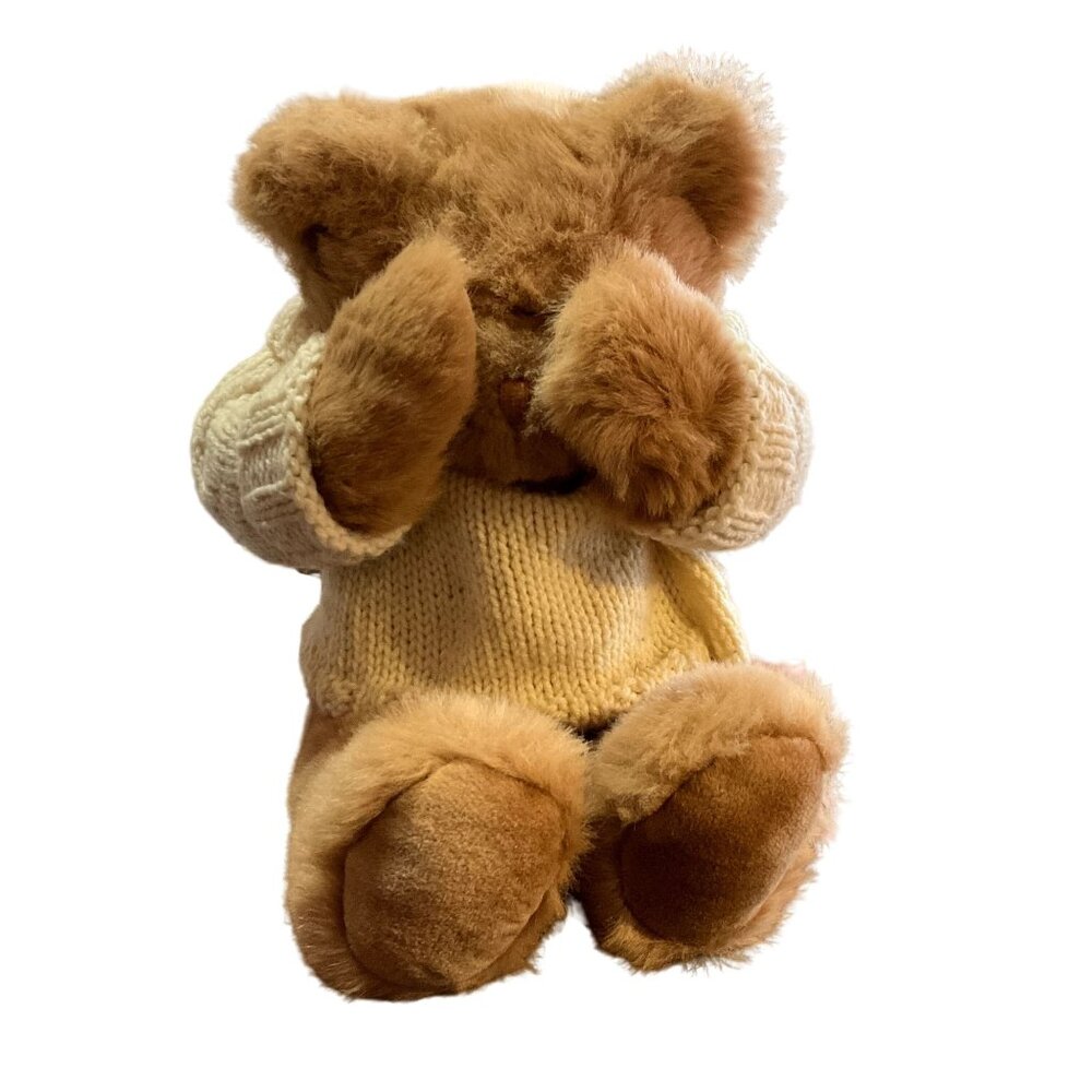 Vintage Peekaboo Teddy Bear Dapper Golden Mango Stuffed Animal Plush 15" Sweater